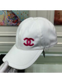 Chanel Side CC Embroidered Canvas Baseball Hat White 2021