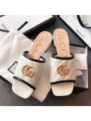 Gucci Diagonal Lambskin Slide Sandal with Double G 629934 White 2020
