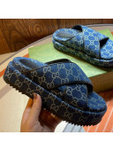 Gucci GG Denim Platform Sandal 663666 Blue 2021