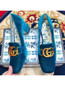 Gucci Velvet Mid-heel Pump with Double G Paon 2019