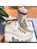 Gucci Quilted Leather Ankle Boot with Belt ‎551823 White 2019