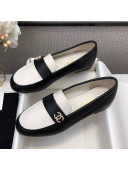 Chanel Lambskin Pearl CC Flat Loafers Black/White 2020