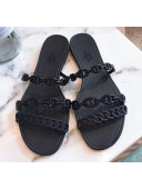  Hermes "Chaine d'Ancre" PVC Flat Sandal Black 2020