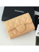 Chanel Grained Leather Classic Card Holder AP0214 Apricot 2019