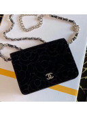 Chanel Camellia Velvet Belt Bag AP1770 Black 2020