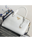 Prada Grained Soft Calf Leather Top Handle Bag 1BA157 White 2019