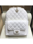 Chanel Grained Calfskin CC Day Medium Backpack White 2019
