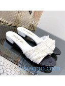 Chanel Lambskin Pearl Bead Charm Slide Sandals White 2020