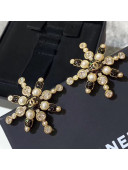 Chanel Crystal and Pearl Snowflake Stud Earrings AB2323 White/Black 2019