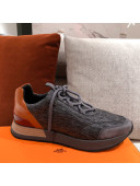 Hermes Patchwork Fabric Sneakers Dark Grey 2021 12 (For Women and Men)