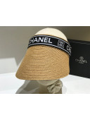Chanel Straw Visor Hat with Chanel Band Khaki 2021