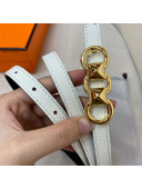 Hermes Mini Constance Reversible Leather Belt 13mm White 2021
