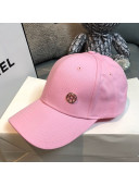 Hermes Canvas Baseball Hat with H Charm Pink 2021