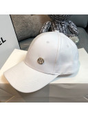 Hermes Canvas Baseball Hat with H Charm White 2021