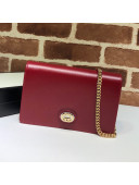 Gucci Leather Interlocking G Chain Card Case Wallet 598549 Red 2019