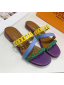 Hermes Leather "Chaine d'Ancre" Straps Ajaccio Slipper Sandal Purple/Blue/Yellow 2020