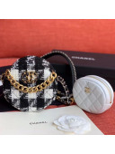 Chanel 19 Tweed Clutch with Chain & Coin Purse AP0986 White/Black 01 2019