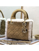 Dior Mini Lady Dior Bag in Suede and Shearling Wool Camel Brown/White 2020