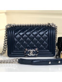 Chanel Vintage Quilted Leather Small Boy Flap Bag Blue 2019