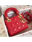 Dior Classic Lady Dior Lambskin Mini Bag Bright Red/Gold 2020