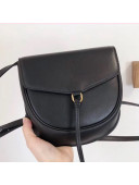 Saint Laurent Datcha Saddle Shoulder Bag in Toothpick Grained Leather 551559 Black 2019