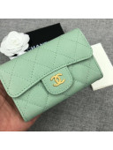 Chanel Quilting Grained Classic Card Holder Light Green
