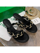 Bottega Veneta Dot Entwined Thong Sandals Black 2021
