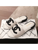 Chanel Chain CC Lambskin Flat Mules Slide Sandals G35532 White 2020
