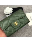 Chanel Quilting Classic Card Holder Green