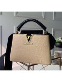 Louis Vuitton Taurillon & Python Leather Capucines MIni Top Handle Bag Beige/Black N95509 2020