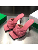 Bottega Veneta Quilted Lambskin Square High-Heel Sandals Pink 01 2021