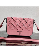 Prada Woven Leather Tress Shoulder Bag 1BD246 Pink 2020