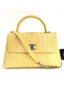 Chanel Python Leather Coco Handle Small Bag Yellow 2018