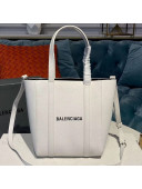 Balenciaga Calfskin Everyday XXS Logo Shopping Tote White 2019