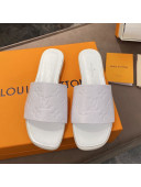 Louis Vuitton Revival Flat Slide Sandals in Monogram Embossed Calfskin White 2021