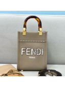Fendi Sunshine Mini Shopper Tote Bag with Snakeskin Logo Grey 2021