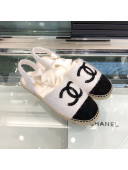 Chanel Fabric Slingback Lace-up Espadrilles Ivory White/Black 2019