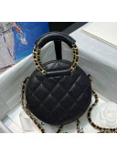 Chanel Grained Calfskin Clutch With Chain & Round Handles AP1176 Black 2020