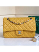 Chanel Medium Iridescent Quilted Coarse Grained Leather Classic Flap Bag Yellow 2019