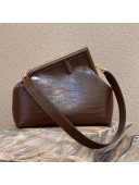 Fendi First Medium Crocodile Print Leather Bag 80018L Khaki 2022 