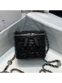 Chanel Camellia Grained Calfskin Small Classic Box with Chain AP1447 Black 2020