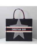 Dior Large Book Tote Bag in Navy Blue Star Embroidery 2021 M1286 