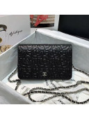 Chanel Camellia Grained Calfskin Wallet on Chain WOC A82336 Black 2020
