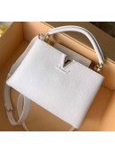 Louis Vuitton Taurillon Leather Capucines BB Top Handle Bag M94586 White 2020