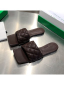 Bottega Veneta Quilted Leather Square Toe Flat Slides Padded Sandals Brown 27 2021