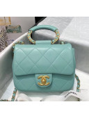 Chanel Quilted Lambskin Small Flap Bag with Ring Top Handle AS1357 Light Green 2020