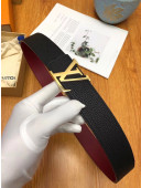 Louis Vuitton Grained Calfskin Reversible Belt 40mm Black/Burgundy/Gold 03 2019