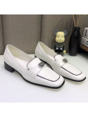 Chanel Contarsting Trim Lambskin Loafers White 2021