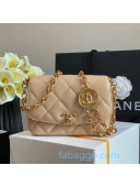 Chanel Quilted Lambskin Small Flap Bag with CC Coin Charm AS2189 Apricot 2020