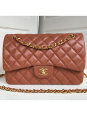 Chanel Jumbo Quilted Lambskin Classic Large Flap Bag Brown/Gold 2020